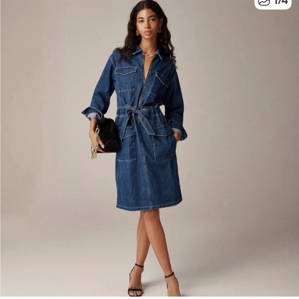 J. Crew Denim Belted Utility Dress
